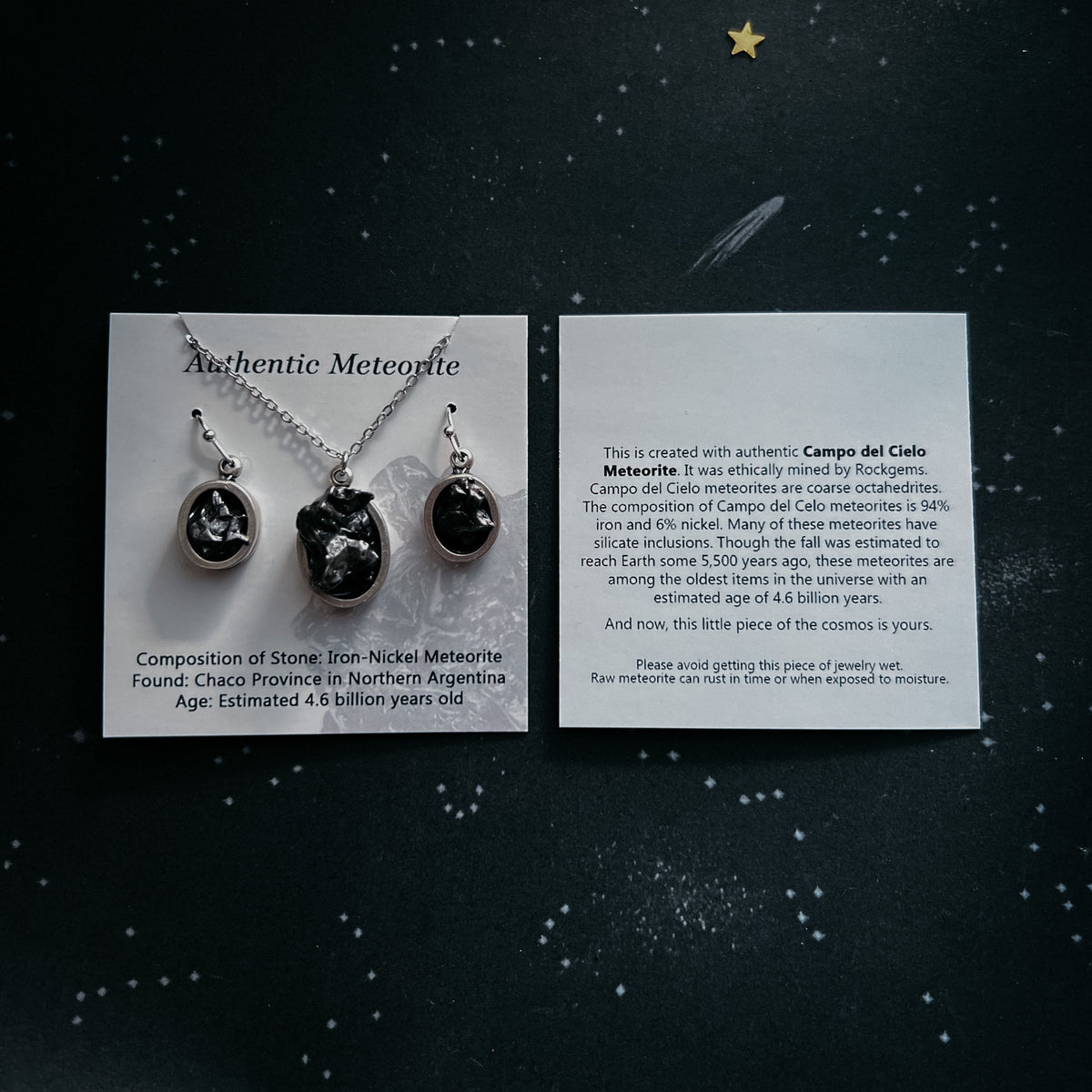 Crescent Moon Wrap Ring with Authentic Meteorite